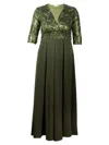 Kiyonna Women's Paris Sequined Pleated Gown In Olive Green