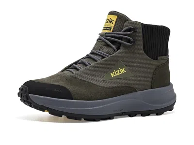 Kizik Freedom Hike Hands-free Men's Walking Shoes Olive Night/smoked Pearl: 10 W, Textile In Green