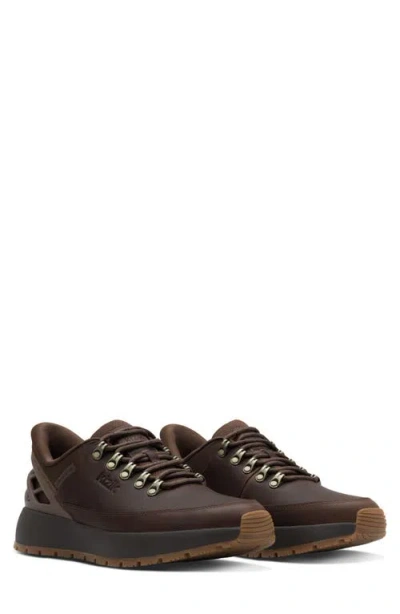 Kizik Wasatch Leather Hands-free Sneaker In Soft Silt/demitasse