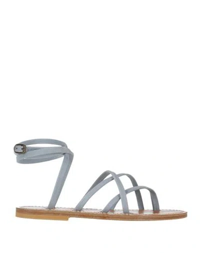 Kj Woman Sandals Sky Blue Size 8 Leather
