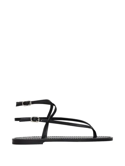 Kjacques Abako Crossover-strap Buckle-fastening Leather Flat Sandals In Black