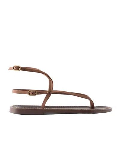 Kjacques Abako Nubuck And Leather Thong Sandals In Brown