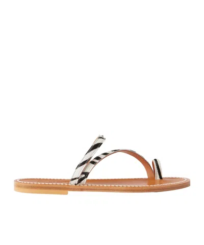 Kjacques Actium Zebra-print Calf Hair Sandals In Brown