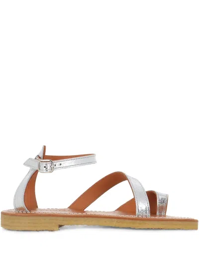 Kjacques Anaelle Metallic Strappy Sandals In Silver