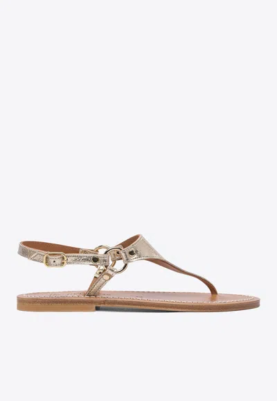 Kjacques Ankle-strap Leather Sandals In Gold