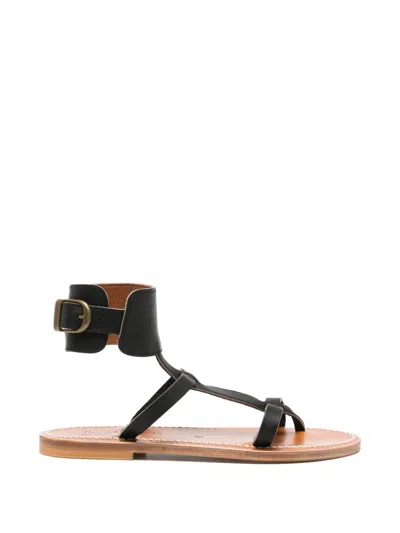 Kjacques Ankle-cuff Flat Sandals In Black