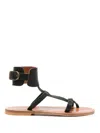 Kjacques Ankle-cuff Flat Sandals In Black