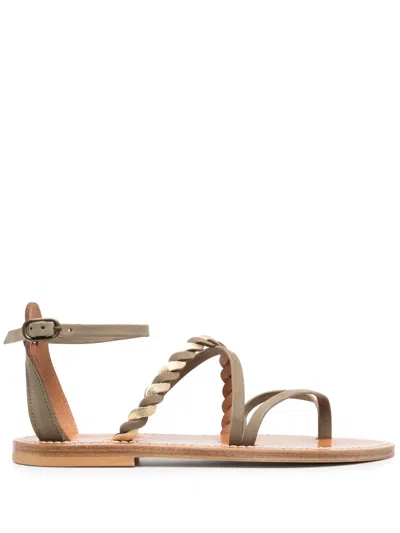Kjacques Braid-detail Calf-leather Sandals In Green