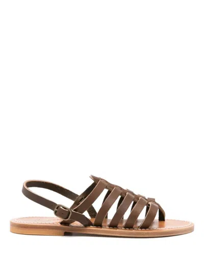 Kjacques Homere Leather Sandals In Brown