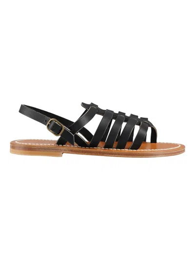 Kjacques Caged Design Calf Leather Slides In Black