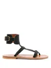 Kjacques Ankle-cuff Flat Sandals In Black
