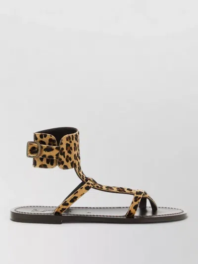 Kjacques Caravelle Sandals Ankle Strap Flat Sole In Animal Print