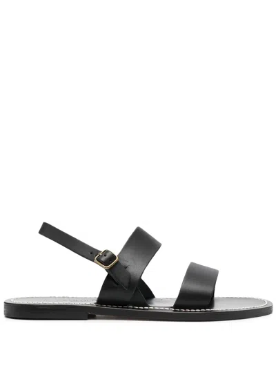 Kjacques Contrast-stitching Calf-leather Sandals In Black