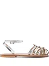 Kjacques K.jacques Cyrenia Two-tone Metallic Sandals Shoes In Silver