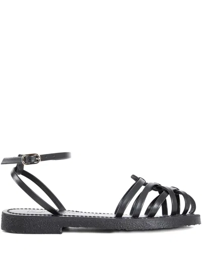 Kjacques Cyrenia Woven Ankle-strap Sandals In Black
