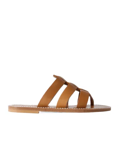 Kjacques Dolon Cutout Leather Slides In Brown