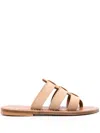 Kjacques Dolon Leather Flat Mules In Brown