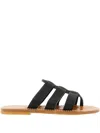 Kjacques Dolon Leather Three-strap Sandals In Black