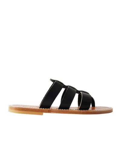 Kjacques Dolon Leather Three-strap Sandals In Black