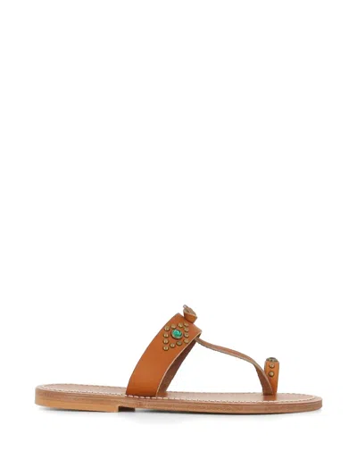 Kjacques Embellished Toe-strap Sandals In Brown