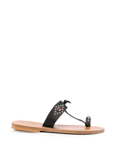 Kjacques Embellished Toe-strap Sandals In Black