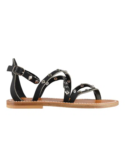 Kjacques Epicure 100% Leather Leather Sandals In Black