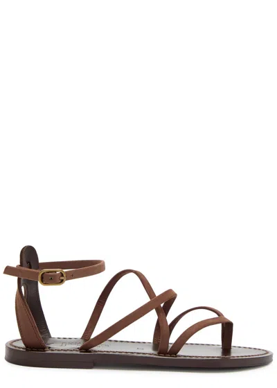 Kjacques Epicure Cross-over Leather Sandals In Brown