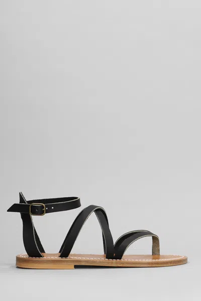 Kjacques Epicure Leather Thong Sandals In Black