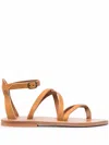 Kjacques K Jacques Ladies Brown Epicure Flat Leather Sandals In Brown