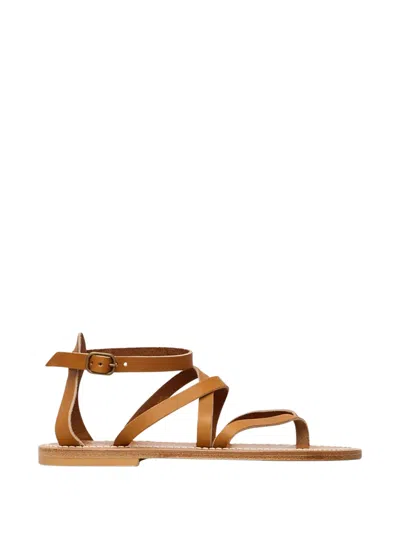 Kjacques Epicure Multi-strap Leather Flat Sandals In Neutral