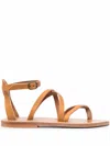 Kjacques K Jacques Ladies Brown Epicure Flat Leather Sandals In Brown