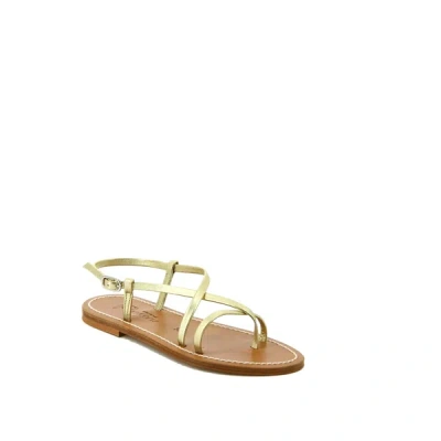 Kjacques Flat Leather Sandals In Gold