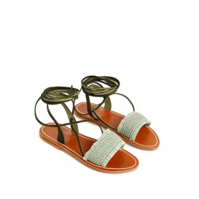 Kjacques Flat Leather Sandals In Green
