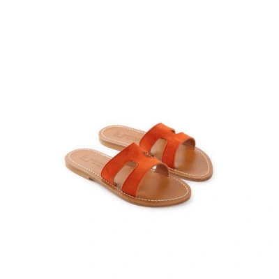 Kjacques Flat Leather Sandals In Orange