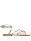 Kjacques K Jacques Metallic Leather Zenobie Flat Sandals In Metallic