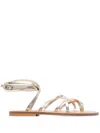 Kjacques K Jacques Metallic Leather Zenobie Flat Sandals