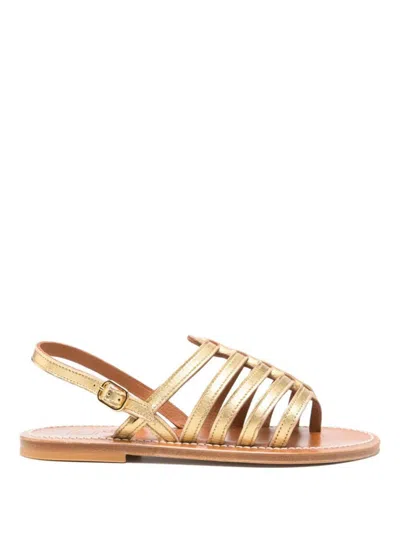Kjacques Homere Metallic Leather Sandals In Gold