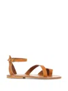 Kjacques Ankle-strap Flat Sandals In Brown