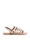 Kjacques Homere Leather Flat Sandals In Neutral