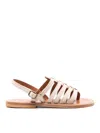 Kjacques K.jacques Homere Leather Flat Sandals In Brown
