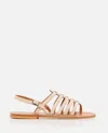Kjacques K.jacques Homere Leather Flat Sandals In Beige