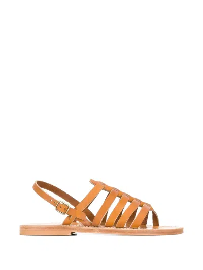 Kjacques Homere Leather Strappy Sandals In Brown