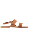 Kjacques K Jacques Barigoule Leather Flat Sandals In Brown