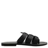 Kjacques K Jacques Dolon Leather Flat Sandals In Black