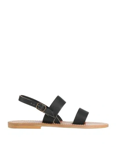 Kjacques K. Jacques St. Tropez Woman Sandals Black Size 6 Leather In Black