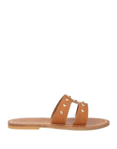 Kjacques K. Jacques St. Tropez Woman Sandals Camel Size 10 Leather In Brown
