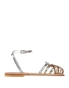 Kjacques K. Jacques St. Tropez Woman Sandals Silver Size 8 Leather In Silver