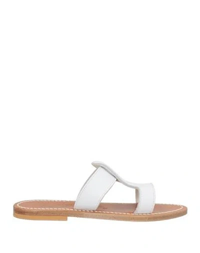 Kjacques K. Jacques St. Tropez Woman Sandals White Size 6 Leather, Natural Raffia