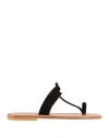 Kjacques K. Jacques St. Tropez Woman Thong Sandal Black Size 6 Leather In Multi