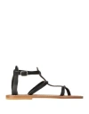 Kjacques K. Jacques St. Tropez Woman Thong Sandal Black Size 9 Leather